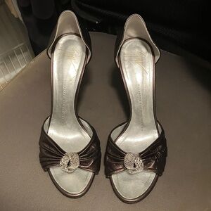 Giuseppe Zanotti Bronze Heels with Crystal Accent